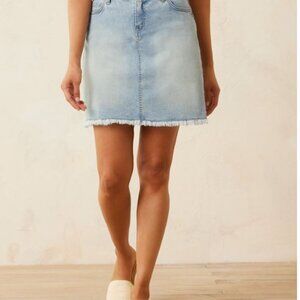 Tommy Bahama Boracay Indigo Raw Edge Mini Skirt Bleach Wash Women's Size 16